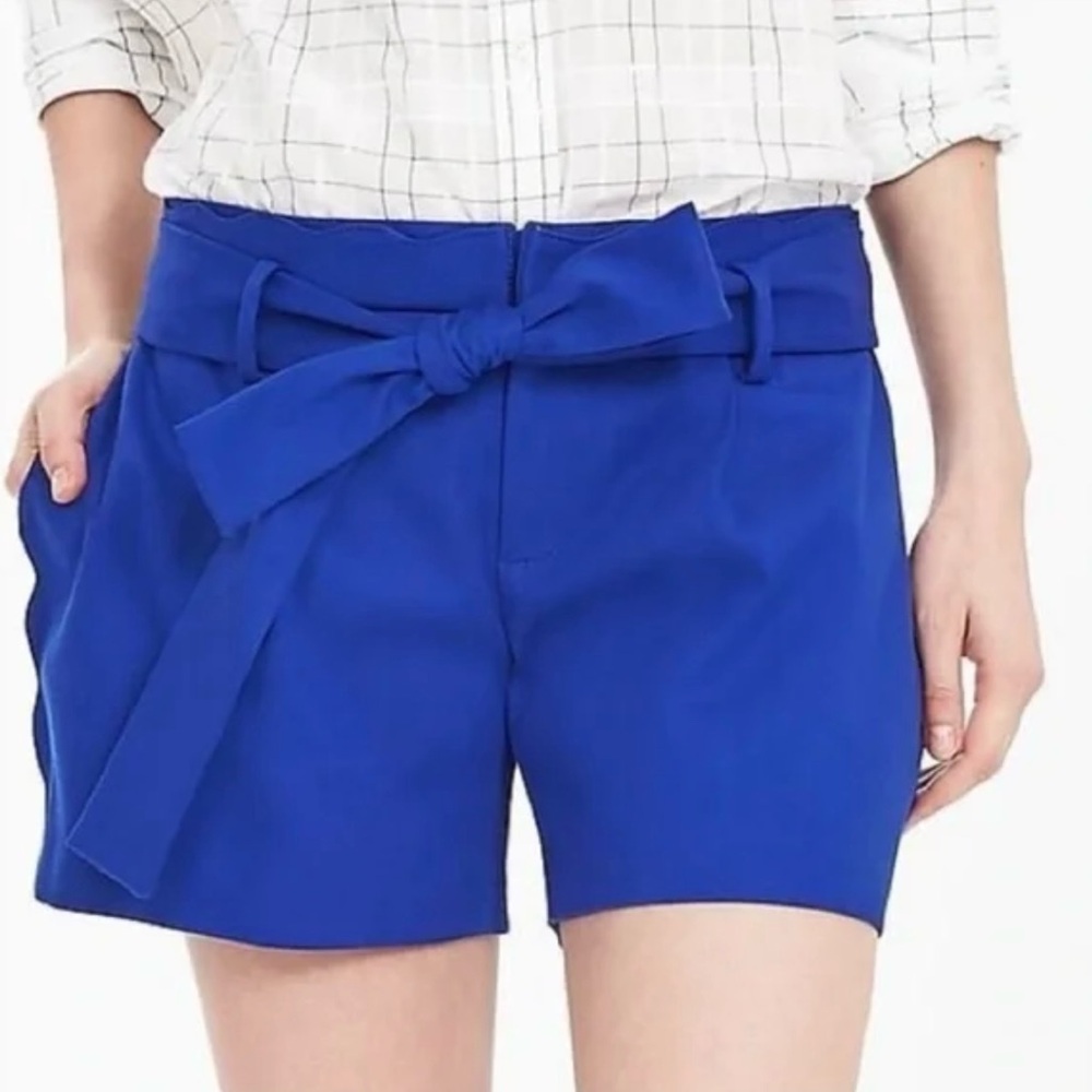 Banana Republic Belted Scallop Royal Blue Stretchy Cotton 5” Dress Shorts Size 4